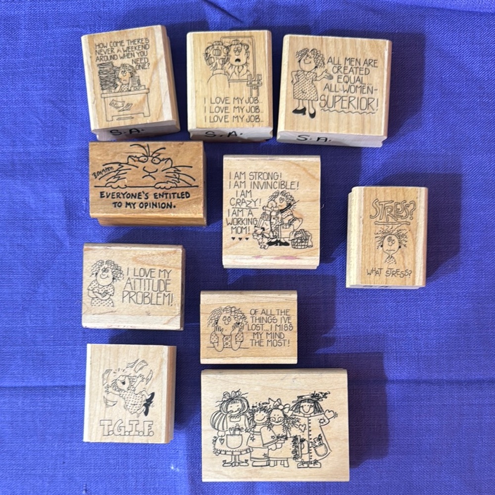 Wooden Stamp Set with Fun Illustrations